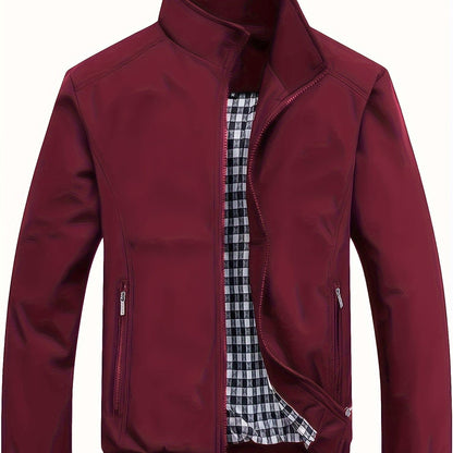 Veste à col montant pour homme, veste décontractée à fermeture éclair pour printemps et automne