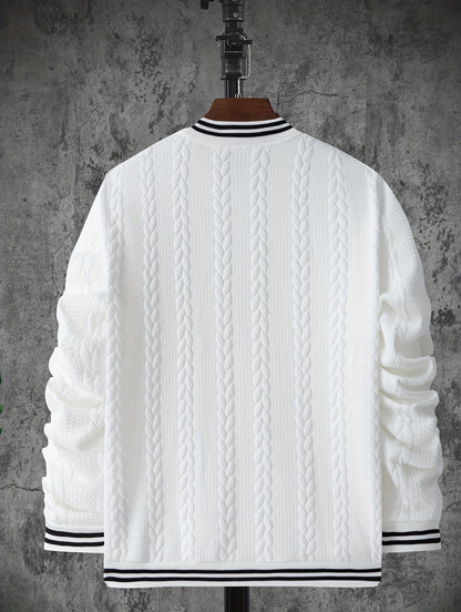 Veste de baseball jacquard à rayures pour homme, manteau à manches longues décontracté et élégant pour extérieur
