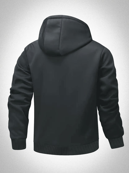Veste à Capuche Doublée en Polaire pour Hommes Grande Taille - Zippée, Chaude et Confortable pour l'Automne\u002FHiver, GRANDE TAILLE
