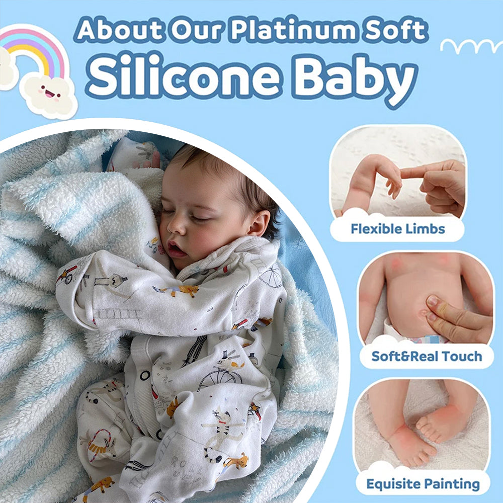 12"&16" Solid Platinum Liquid Full Silicone Reborn Baby Boy or Girl Doll Mykel, Extremely Flexible and Reusable Silicone By Dollreborns®