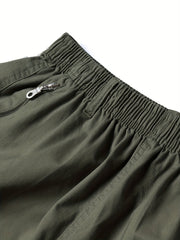 Men'S Casual Cotton Cargo Shorts - Versatile Drawstring Waist, Multiple Pockets, Zipper Fly, Ideal for Hiking & Fishing, Summer Wear