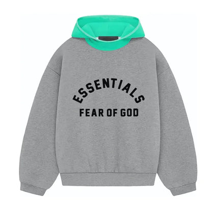 Fear of God Essentials SS24 Nylon Fleece Hoodie Dark Heather Oatmeal/Mint Leaf