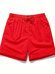 High-Quality Unisex Fashion Casual Shorts - Lightweight, Stretchy Polyester Fabric, Solid Color with Pockets, Drawstring Waist - Perfect for Outdoor Activities, Running, Hiking & Weekend Casual
