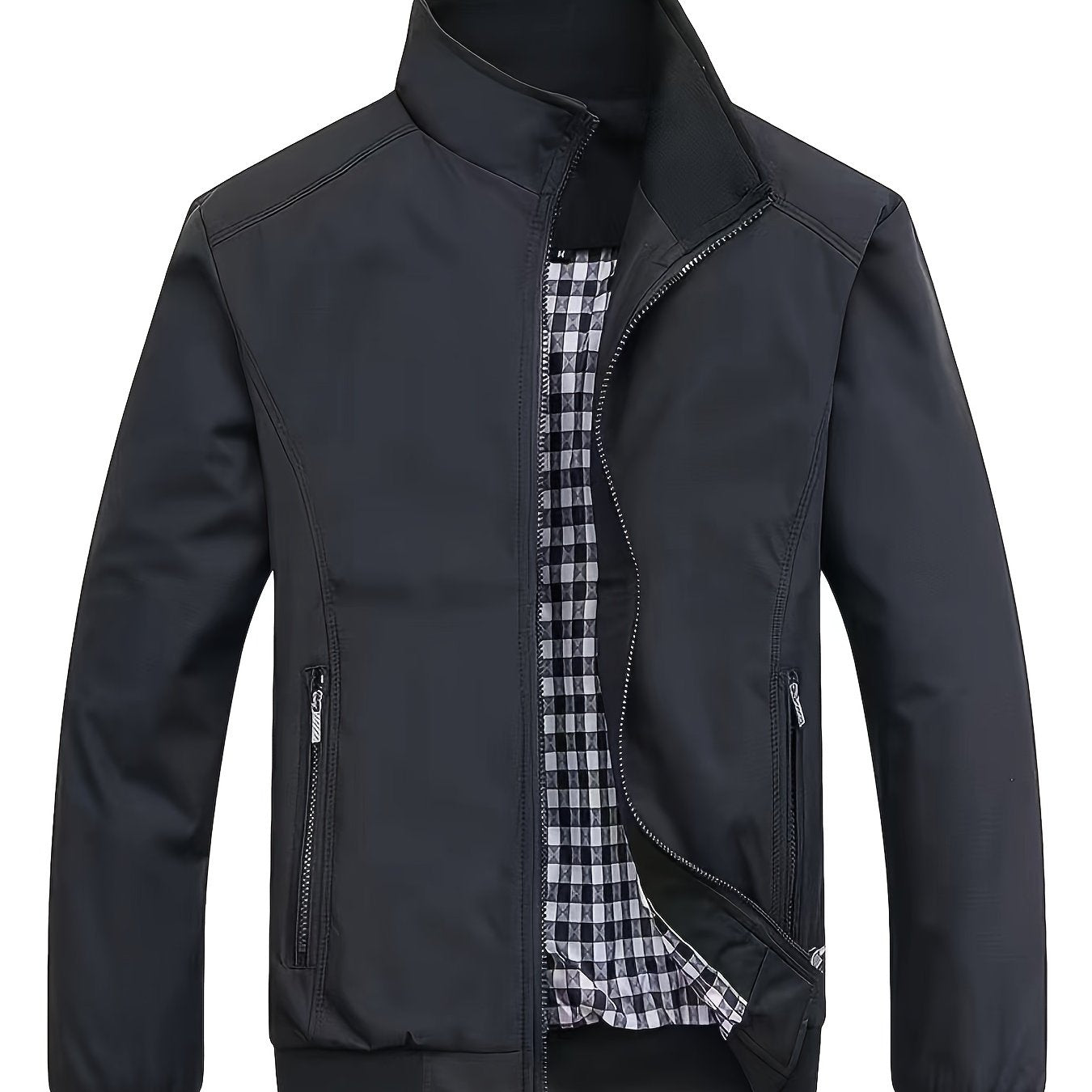 Veste à col montant pour homme, veste décontractée à fermeture éclair pour printemps et automne