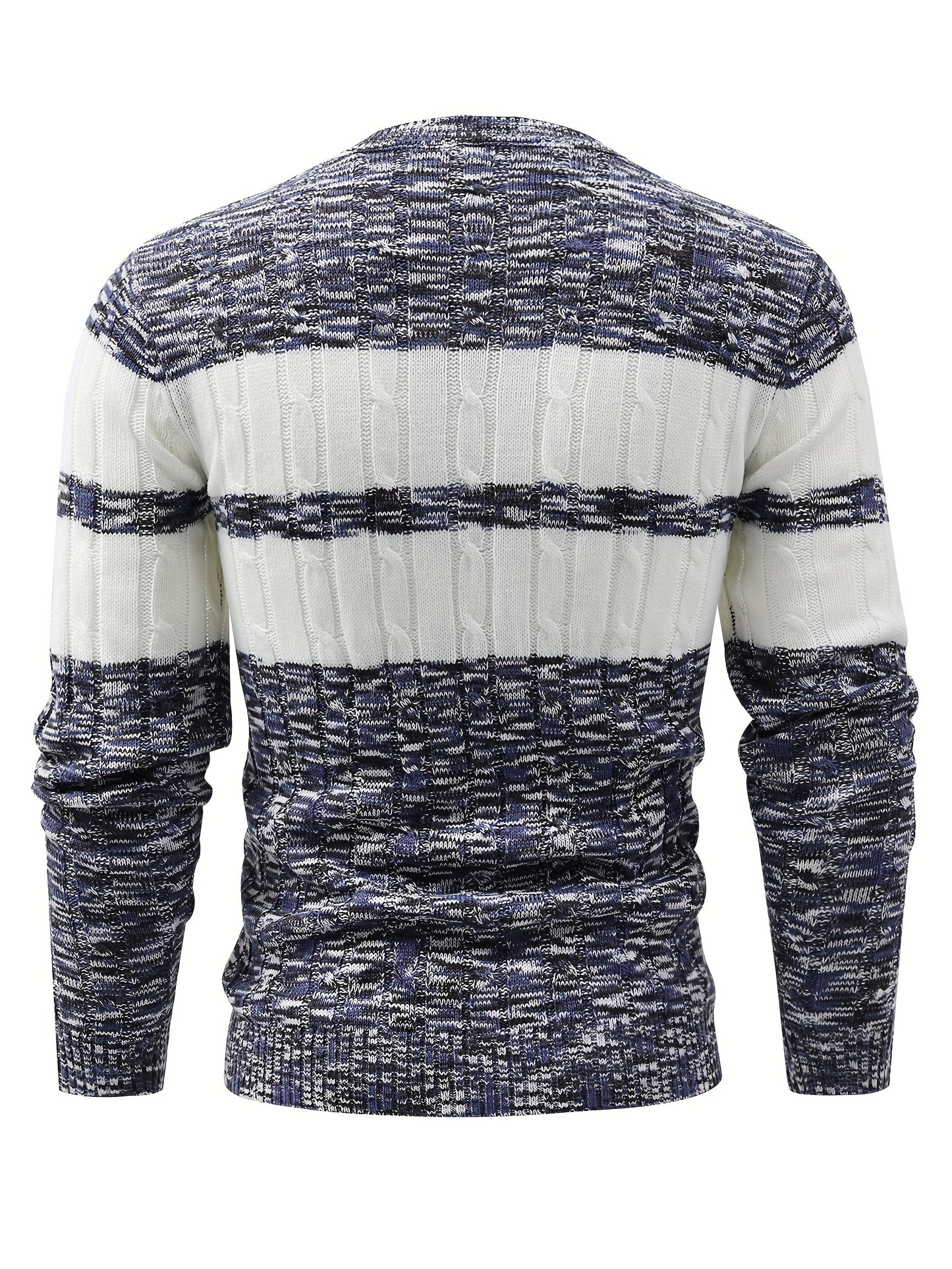 Pull Tricoté À Blocs De Couleurs All Match, Pull Décontracté Chaud À Col Rond, Mi-extensible, Pour Hommes, Pour L'automne Et L'hiver